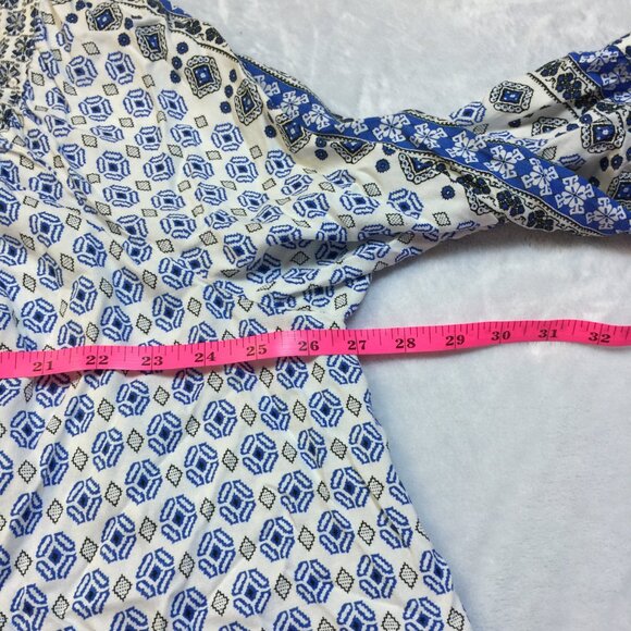 Like new! Caffe Marrakesh Blouse Top 3X Blue Sequins Square Neck Peasant Rayon - Picture 8 of 16